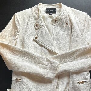 Metaphor Women's Cream Textured Moto-Inspired Blazer